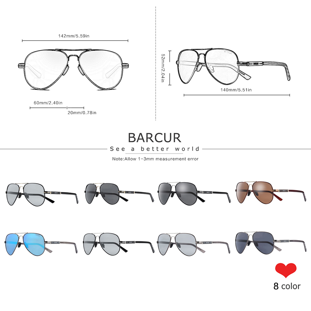 BARCUR Polarized Mens Sunglass - Sunglasses Aviator Polarized recension och pris