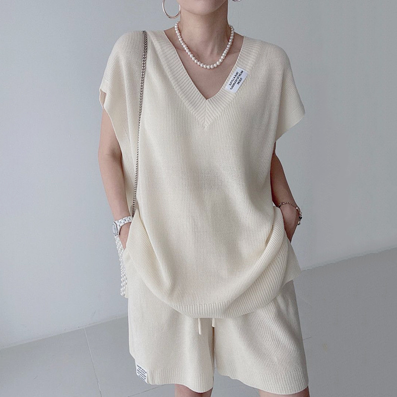 Women Two Pieces Short Sets Kn - Short Linen Drawstring recension och pris