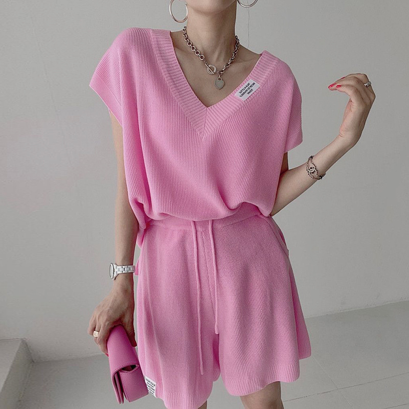 Women Two Pieces Short Sets Kn - Short Linen Drawstring recension och pris