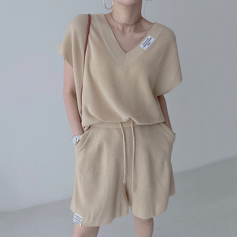 Women Two Pieces Short Sets Kn - Short Linen Drawstring recension och pris