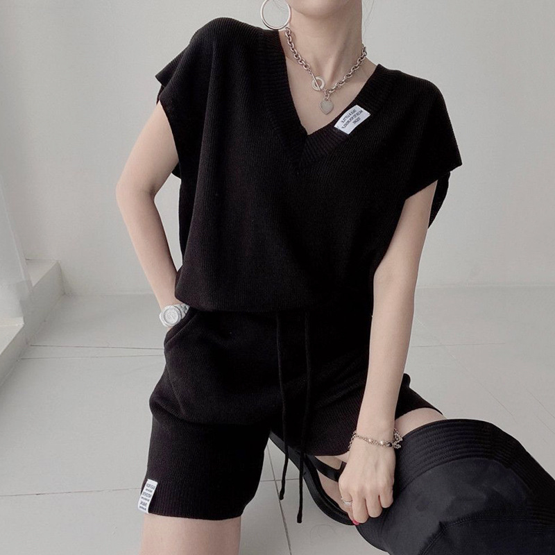 Women Two Pieces Short Sets Kn - Short Linen Drawstring recension och pris